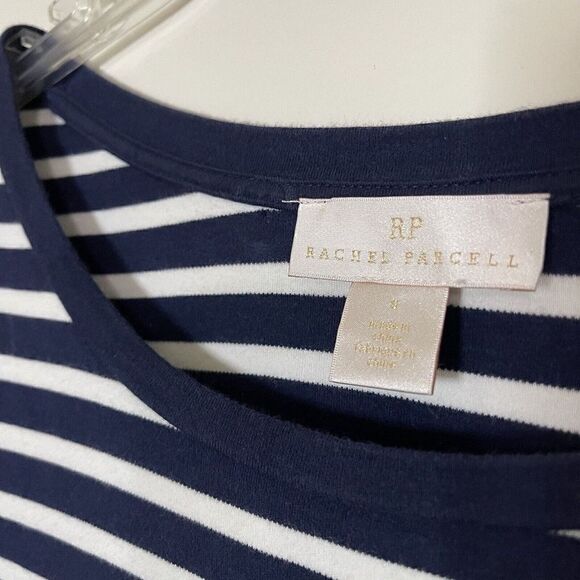 Rachel Parcell navy Stripe cotton Bubble Sleeve T-Shirt Dress size Small - Picture 4 of 8